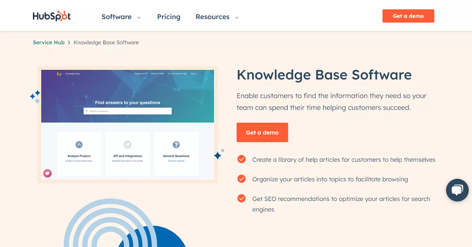 HubSpot Service Hub knowledge base software homepage