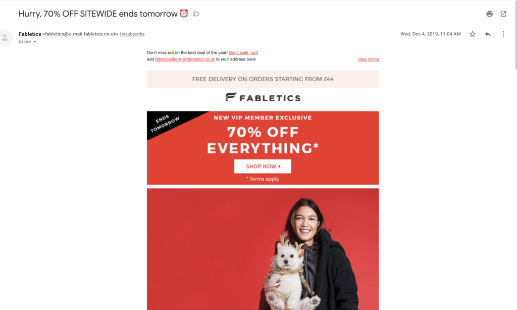 Fabletics last chance email