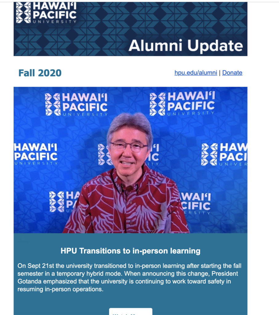 Hawaii Pacific University informative email example