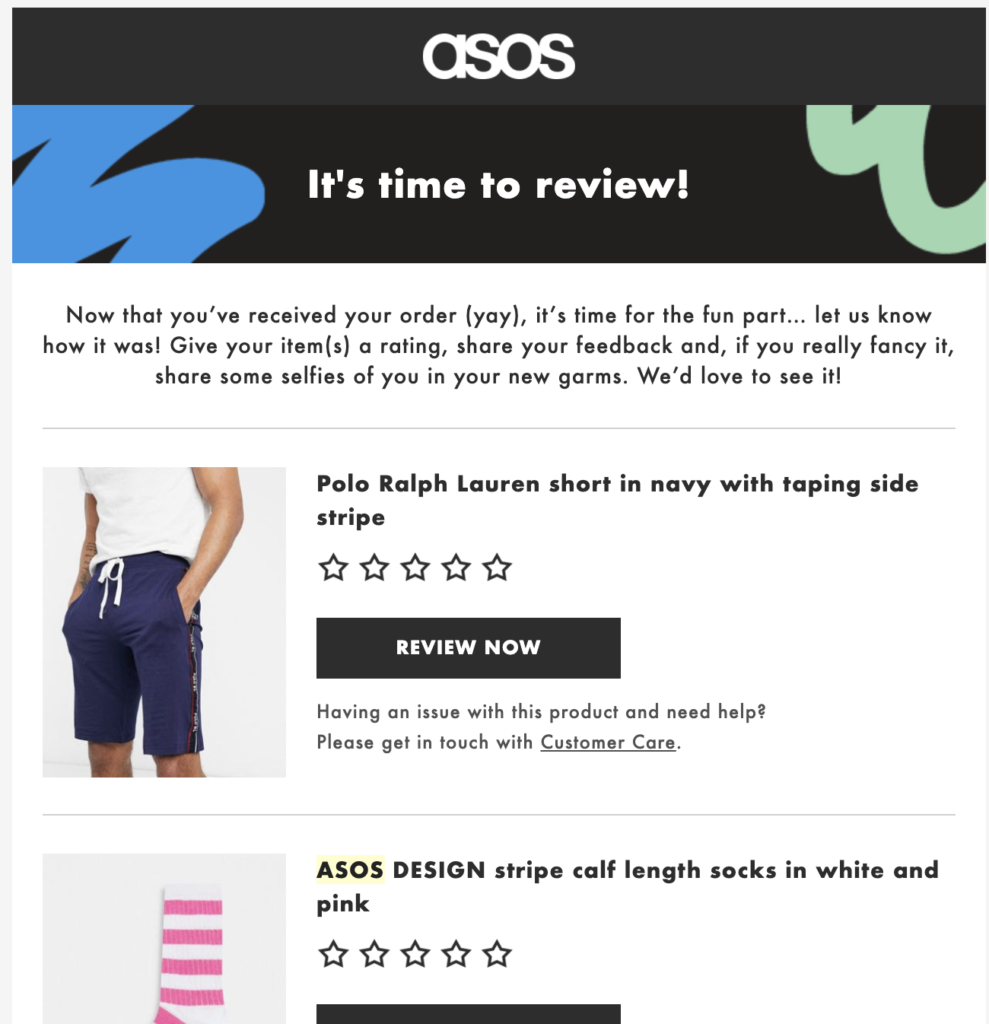 E-postmall efter köp från ASOS