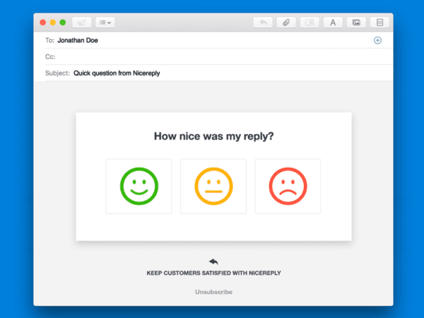 LiveAgent integrates with NiceReply and allows you to gather feedback with every email that you send