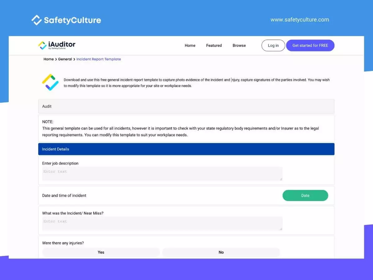 Incident report template by iAuditor