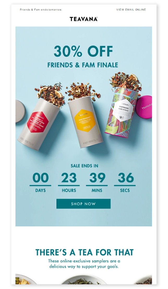 Teavana discount email example