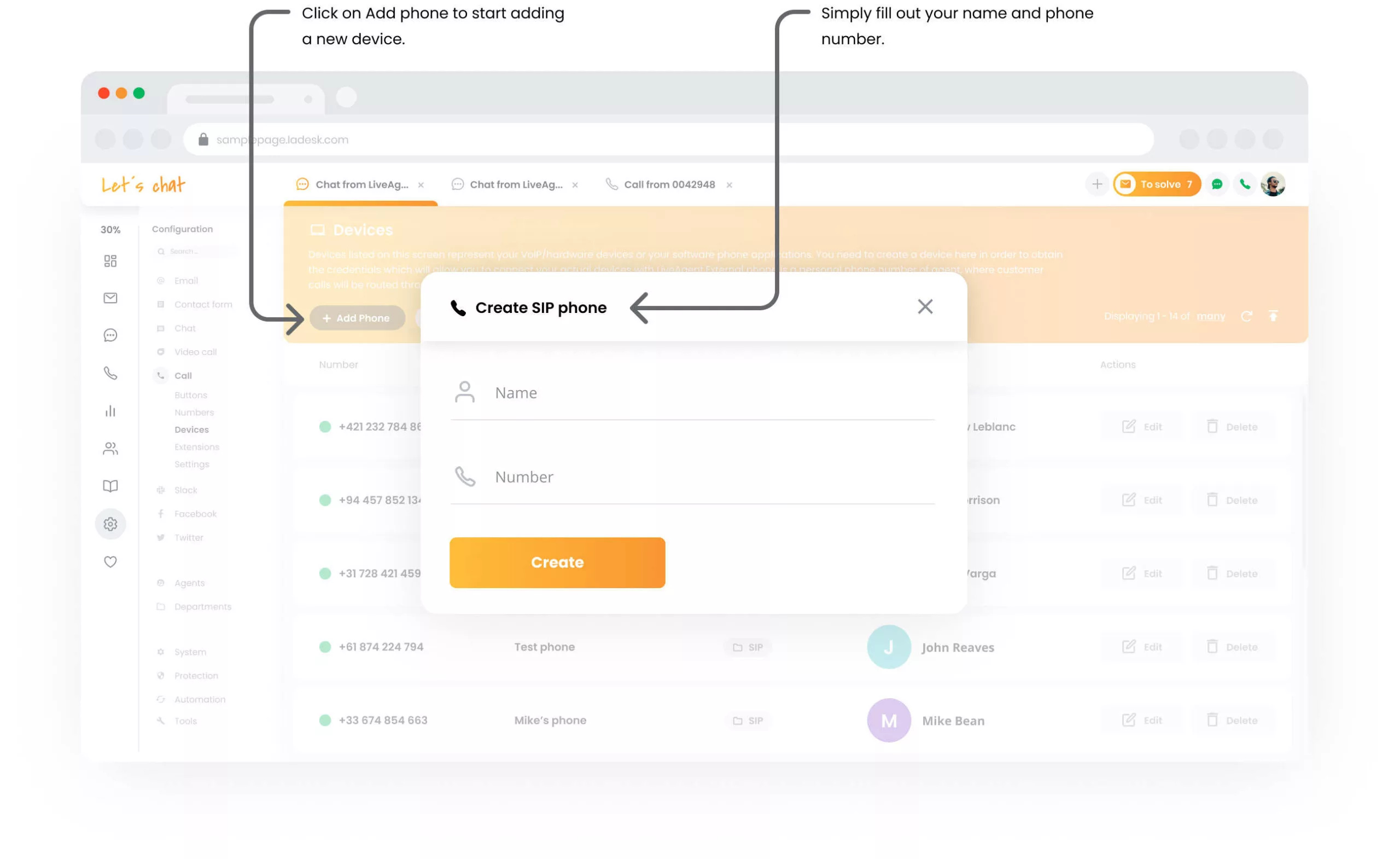 LiveAgent samtalsenheterna